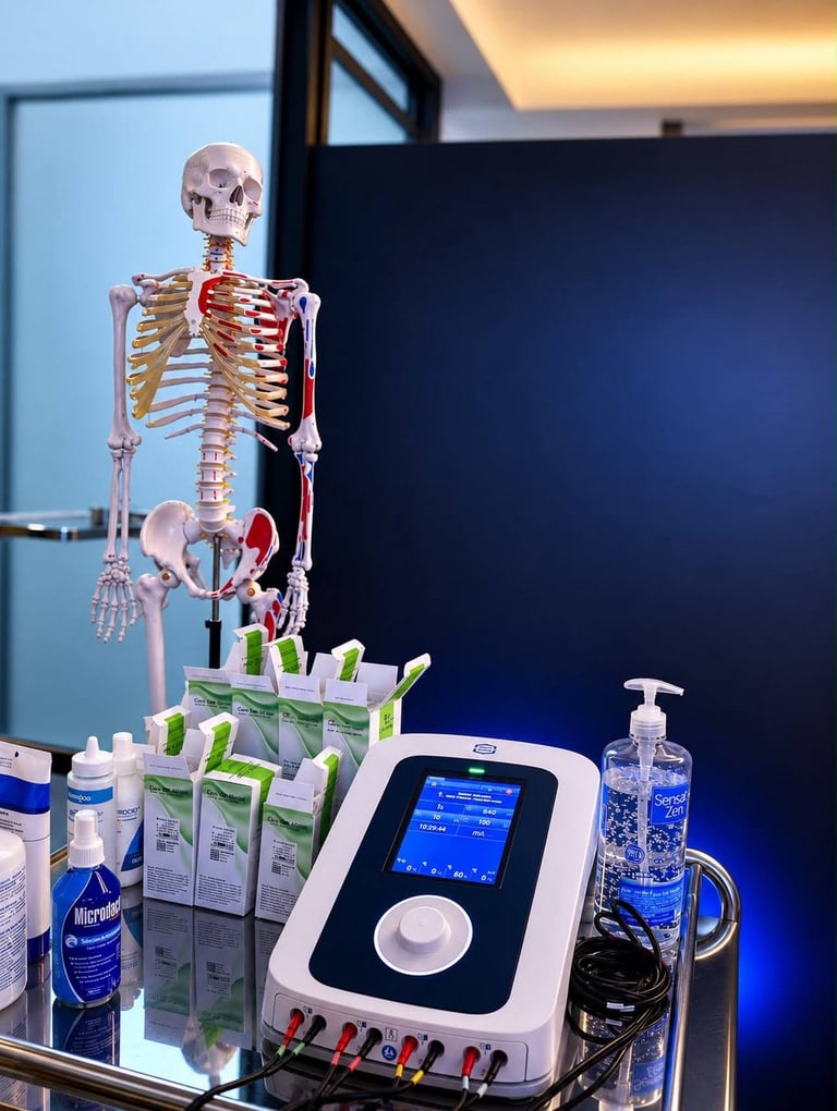 Equipo de ecografía y material de valoración en la clínica R4 Fisioterapia Regenerativa